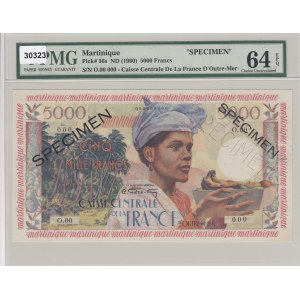Martinique, 5.000 Francs, 1960, UNC, p36s, SPECIMEN
