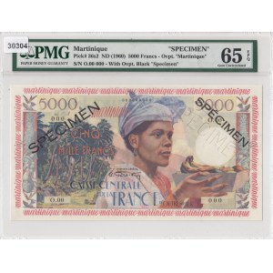 Martinique, 5.000 Francs, 1960, UNC, p36s2, SPECIMEN