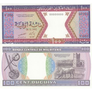 Mauritania, 100 Ouguıya, 1992, UNC, p4, Specımen Proof.