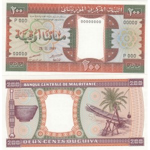 Mauritania, 200 Ouguıya, 1992, UNC, P5, Specımen Proof.