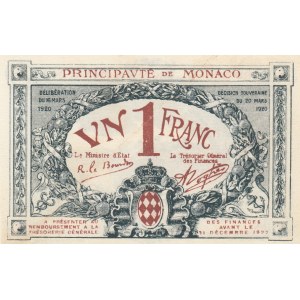 Monaco, 1 Franc, 1920, XF, p5