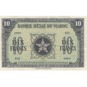 Morocco, 10 Francs, 1943/1944, XF, p25
