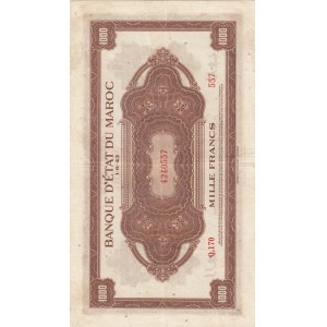 Morocco, 1.000 Francs, 1943, VF, p28