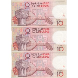 Morocco, 10 Dirhams, 1987, XF, p60, (Total 3 banknotes)
