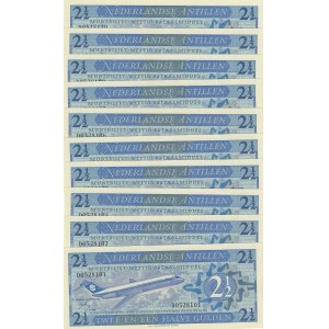 Netherlands Antilles, 2 1/2 Gulden, 1970, UNC, p21a, (Total 10 consecutive banknotes)