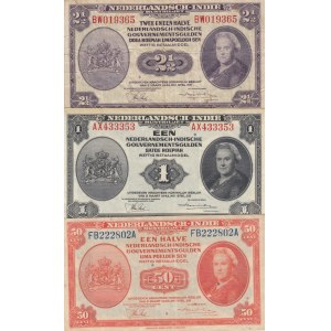 Netherlands Indies, 0, 1943, (Total 3 banknotes)