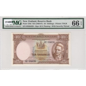 New Zealand, 10 Shillings, 1960-67, UNC, p158d