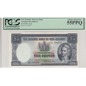 New Zealand, 5 Pounds, 1960/1967, UNC, p160d