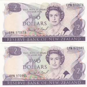 New Zealand, 2 Dollars, 1989, UNC, p170c, (Total 2 banknotes)