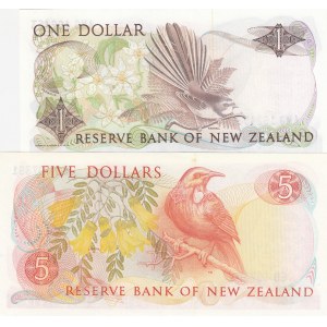 New Zealand, 1-5 Dollar, 1985-1989, UNC, (Total 2 banknotes)