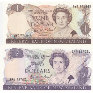 New Zealand, 1-2 Dollars, 1989-1992, UNC, (Total 2 banknotes)