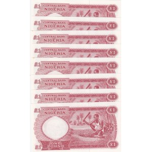 Nigeria, 1 Pound, 1967, UNC, p8, (Total 8 consecutive banknotes)