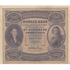 Norway, 100 Kroner, 1944, AUNC (-), p10c