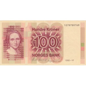 Norway, 100 Kroner, 1992, XF (+), p43d