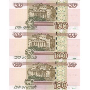 Russia, 100 Rubles, 1997, UNC, p270a, (Total 3 same serial number banknotes)