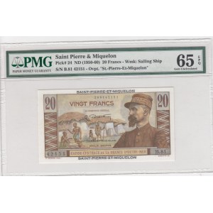 Saint Pierre & Miquelon, 20 Francs, 1950-60, UNC, p24