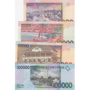 Saint Thomas & Prince, 5.000-20.000-50.000-100.000 Dobras, UNC, (Total 4 banknotes)
