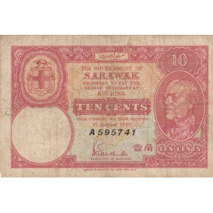 Sarawak, 10 Cents, 1940, FINE, p25b