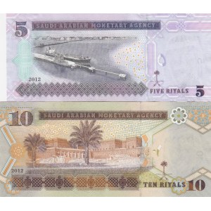 Saudi Arabia, 5-10 Riyals, 2012, UNC, (Total 2 banknotes)