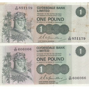 Scotland, 1 Pound, 1980/1981, VF, p204, (Total 2 banknotes)