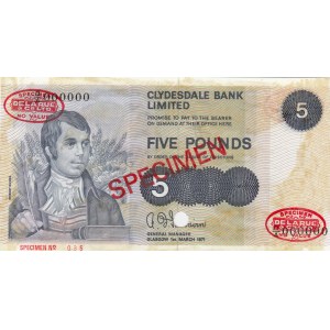 Scotland, 5 Pounds, 1971, UNC, p205s, SPECIMEN