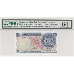 Singapore, 1 Dollar , 1967, UNC, p1a