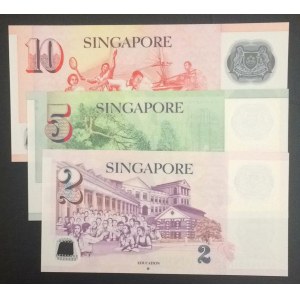 Singapore, 2-5-10 Dollars, 2005, UNC, (Total 3 banknotes)