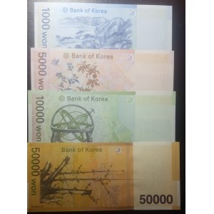 South Korea, 1.000-5.000-10.000-50.000 Won, 2009, UNC, (Total 4 banknotes)