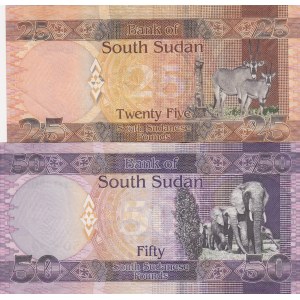 South Sudan, 25-50 Pounds, 2011, (Total 2 banknotes)