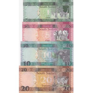 South Sudan, 1-5-10-20 Pounds, 2011-2016, UNC, (Total 4 banknotes)