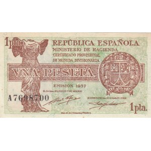 Spain, 1 Peseta, 1937, XF, p54