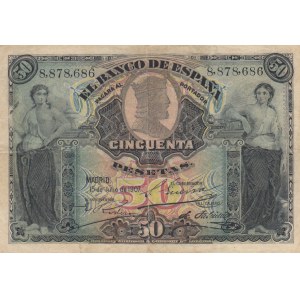 Spain, 50 Pesetas, 1907, VF, p63
