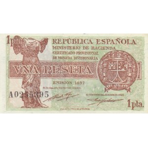 Spain, 1 Peseta, 1937, UNC, p94