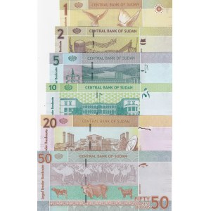 Sudan, 1-2-5-10-20-50 Pounds, UNC, (Total 6 banknotes)