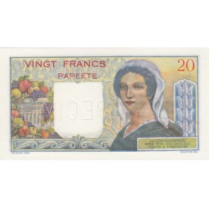Tahiti, 20 Francs, 1954, UNC, p21as, SPECIMEN