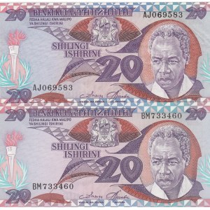 Tanzania, 20 Shilingi, 1985, p9, (Total 2 banknotes)