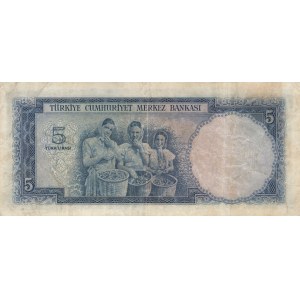 Turkey, 5 Lira, 1952, FINE, p154