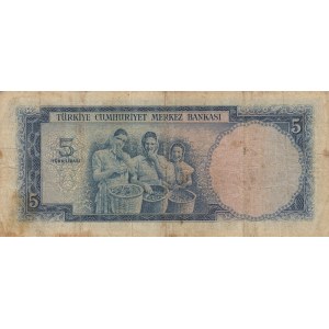 Turkey, 5 Lira, 1952, FINE, p154