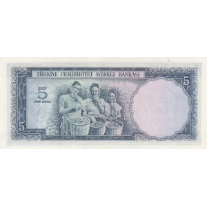 Turkey, 5 Lira, 1961, UNC, p173a, 5. Emission