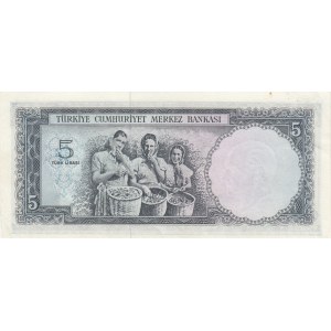 Turkey, 5 Lira, 1965, UNC (-), p174a, 5. Emission
