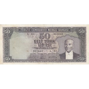 Turkey, 50 Lira, 1964, VF, p175a