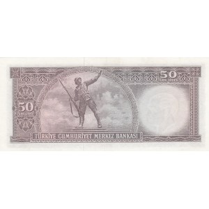 Turkey, 50 Lira, 1971, XF (+), p187A, 5. Emission