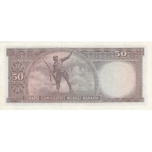 Turkey, 50 Lira, 1971, XF, p187A, 5. Emission