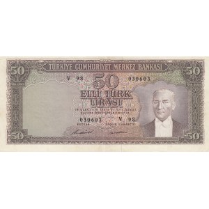Turkey, 50 Lira, 1971, XF, p187a