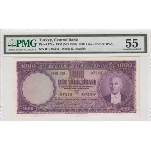 Turkey, 1.000 Lira, 1953, AUNC, p172a, 5. Emission