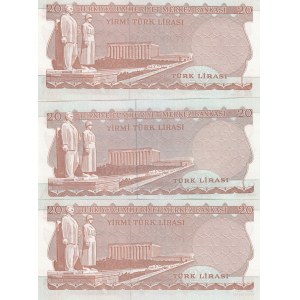 Turkey, 20 Lira, 1979/1983, UNC, p187a,p187b, (Total 3 banknotes)