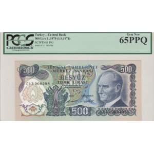Turkey, 500 Lira, 1971, UNC, p190a, 6. Emission