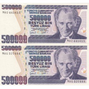 Turkey, 500.000 Lira, 1997, UNC, p212, (Total 2 banknotes)