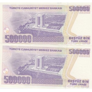 Turkey, 500.000 Lira, 1997, UNC, p212, (Total 2 banknotes)