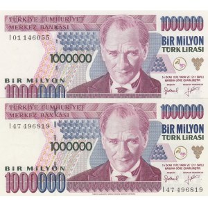 Turkey, 1.000.000 Lira, 1996, UNC, p209a, (Total 2 banknotes)